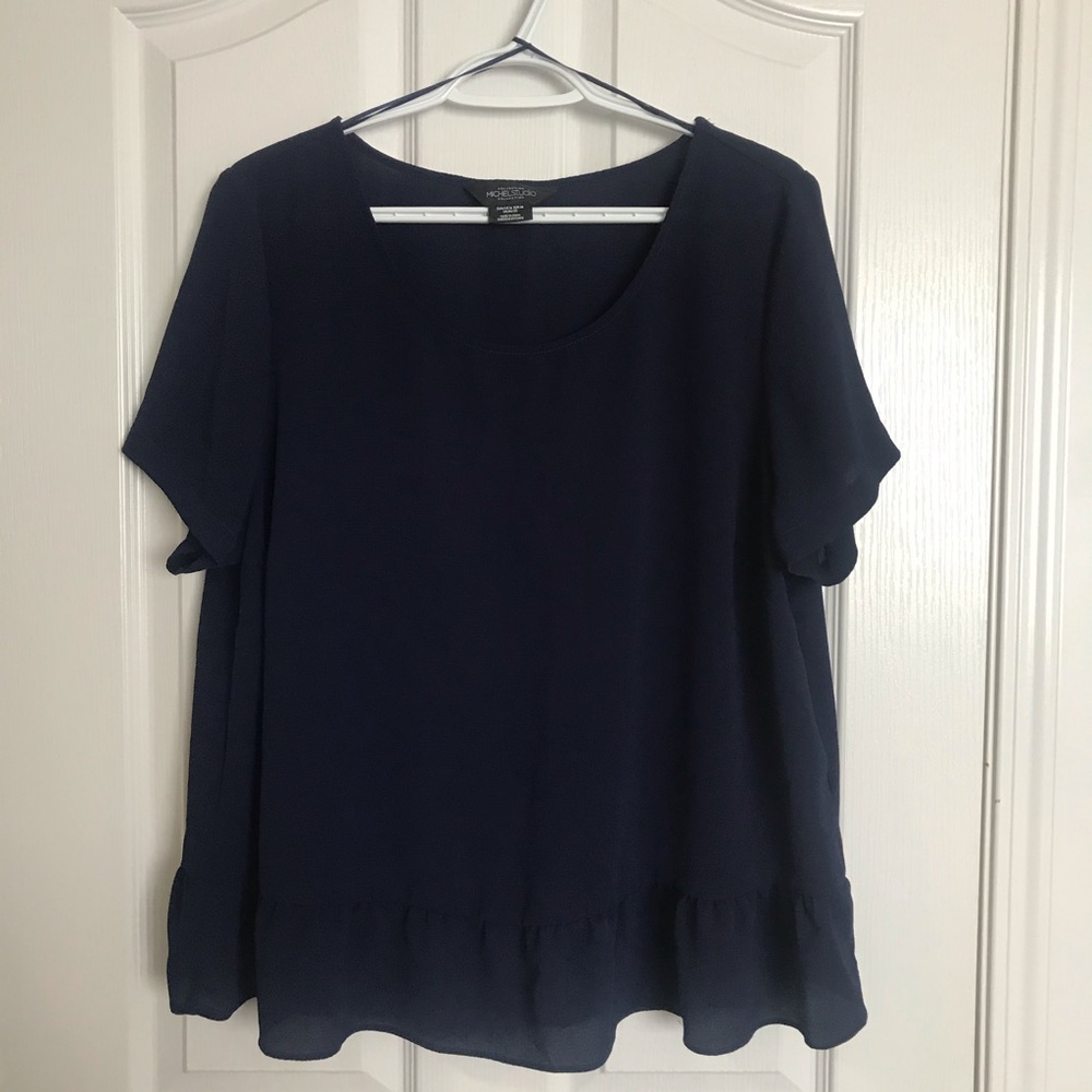 Michel Studio Navy Peplum Top